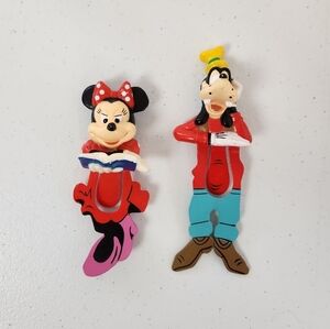 Vintage 1990s Disney MINNIE MOUSE Goofy Book Buddy BookMark Applause Red Dress